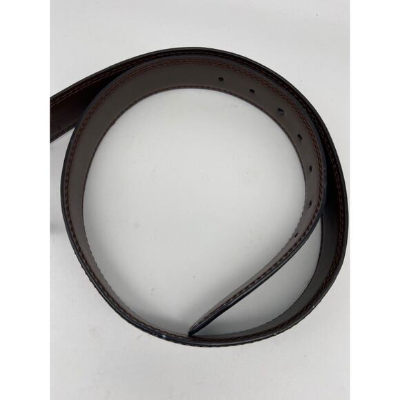 DICKIES Belt Mens Sz‎ 32 Black Leather Belt Silver Buckle LOGO - Picture 6 of 9